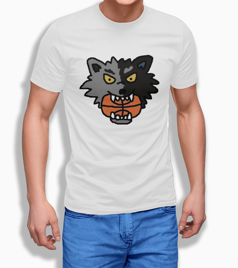 Timberwolves New Profile Pic Two Tone Wolf With Basketball T-Shirt