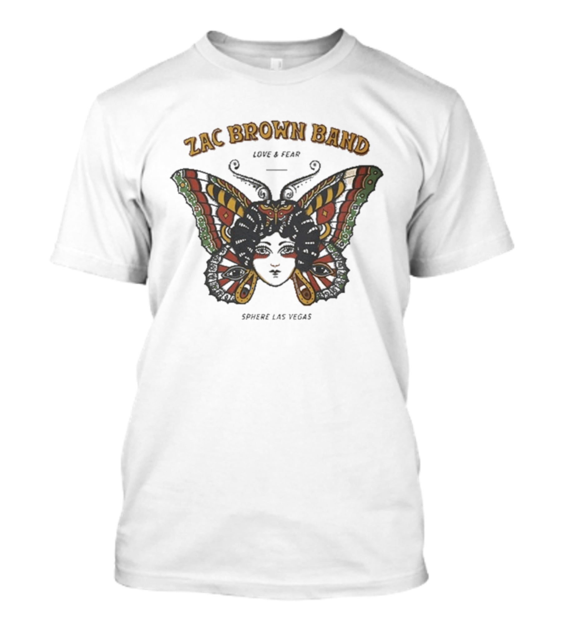 Zac Brown Band Love Fear Sphere Las Vegas Butterfly Lady T-Shirt