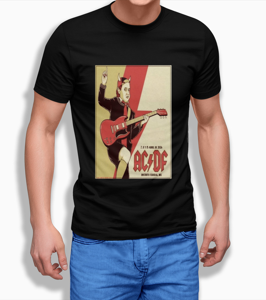 AC DF Distrito Federal MX Abril 2026 7 11 15 Rock Concert Red Guitar And Devil Horns T-Shirt