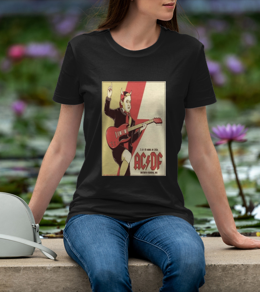 AC DF Distrito Federal MX Abril 2026 7 11 15 Rock Concert Red Guitar And Devil Horns T-Shirt