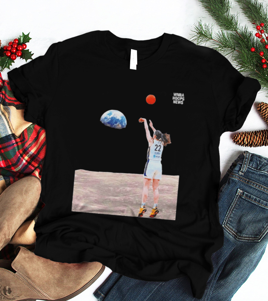 Caitlin Clark Indiana Fever WNBA Shooting Basketball On Lunar Surface T-Shirt