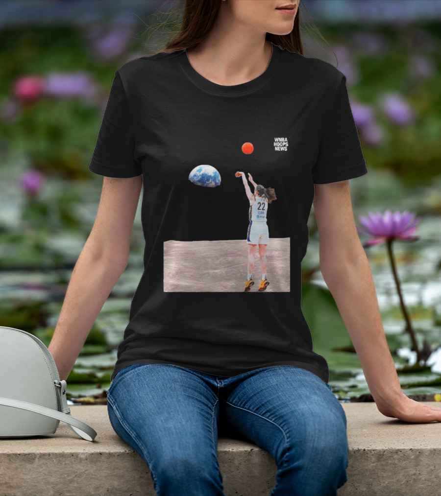 Caitlin Clark Indiana Fever WNBA Shooting Basketball On Lunar Surface T-Shirt