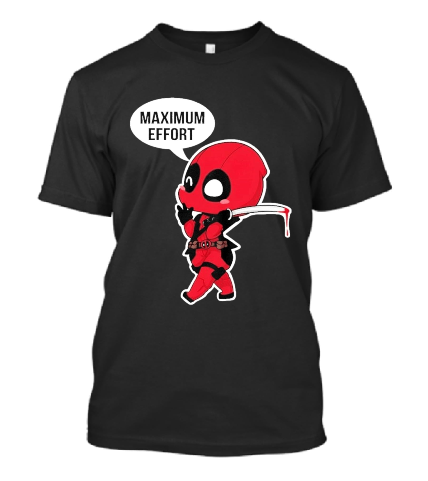Deadpool Chibi Costume Maximum Effort Speech Bubble T-Shirt