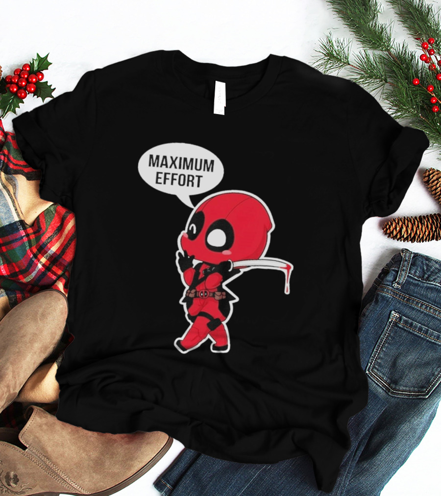 Deadpool Chibi Costume Maximum Effort Speech Bubble T-Shirt