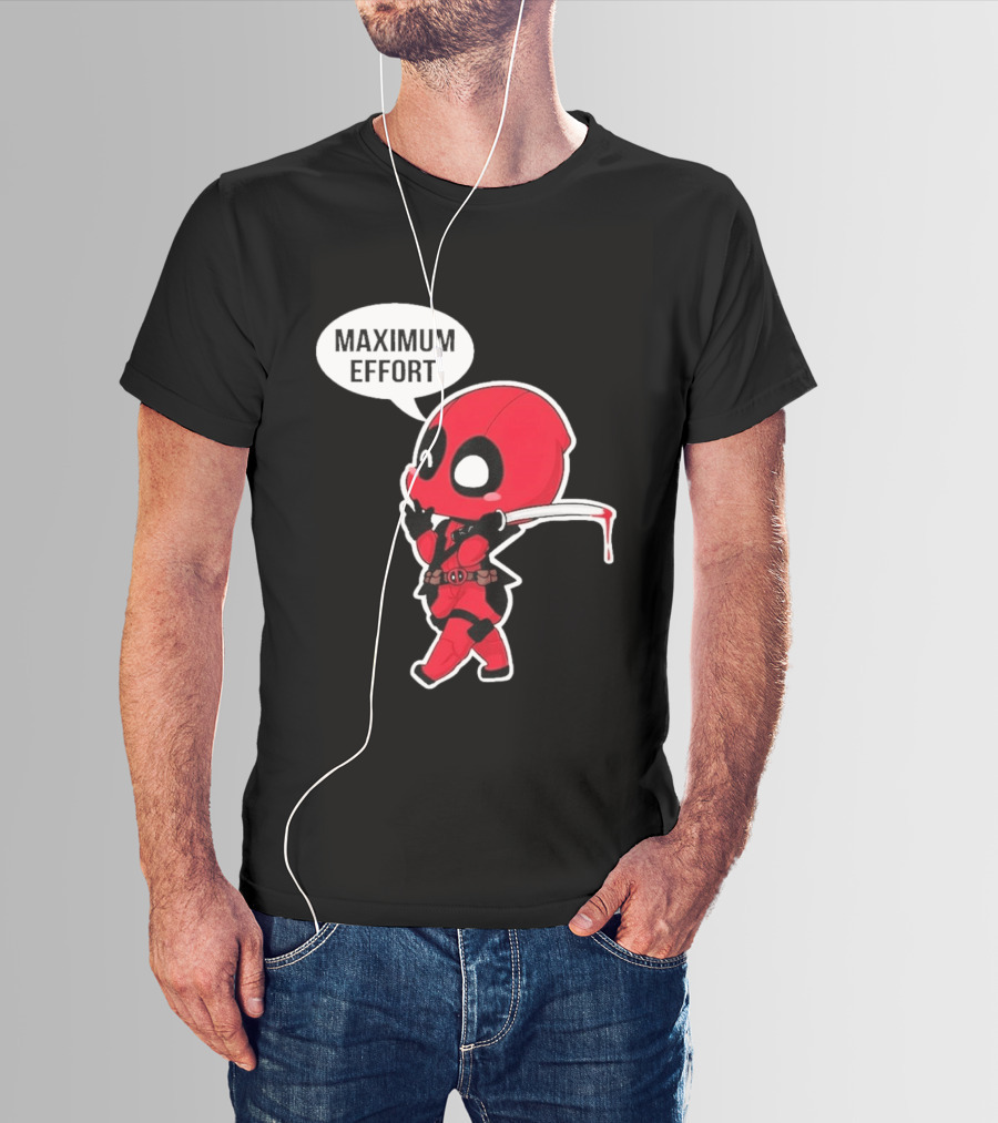 Deadpool Chibi Costume Maximum Effort Speech Bubble T-Shirt