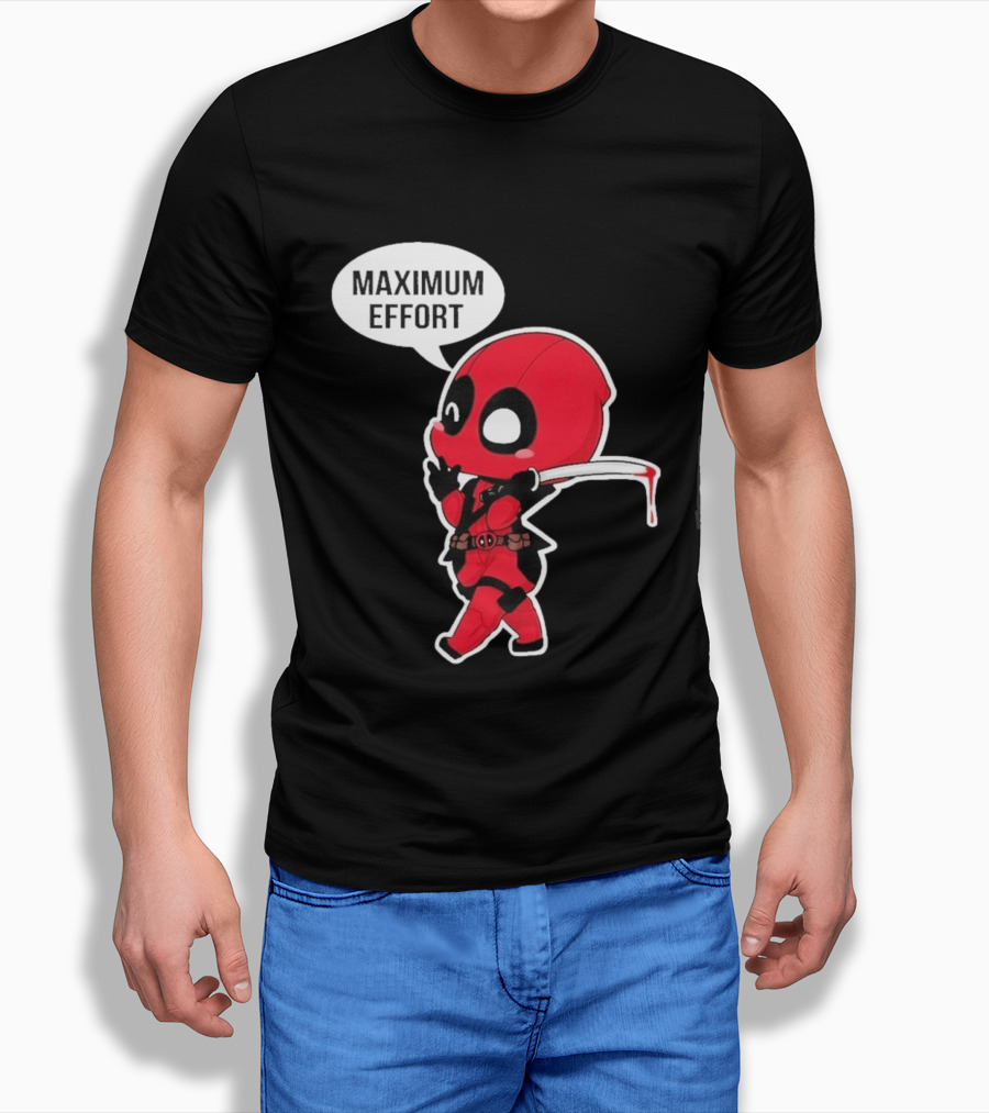 Deadpool Chibi Costume Maximum Effort Speech Bubble T-Shirt