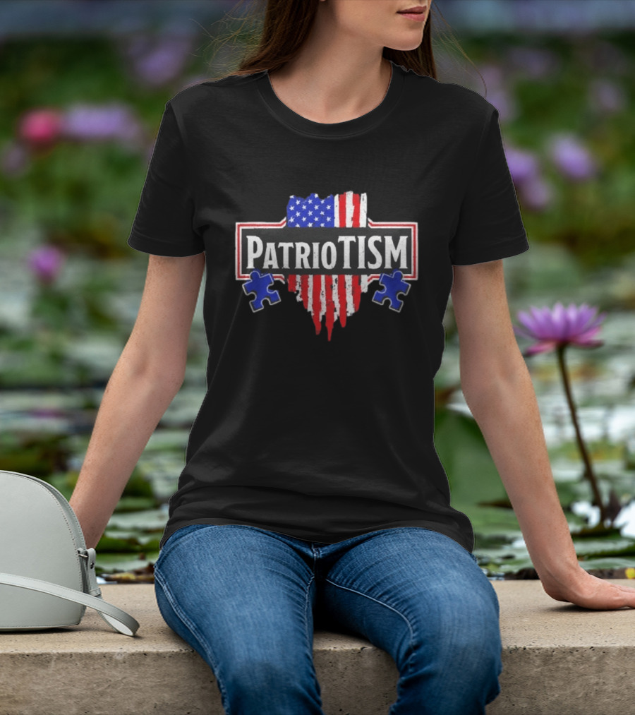 Patriotism American Flag Heart Puzzle Pieces T-Shirt