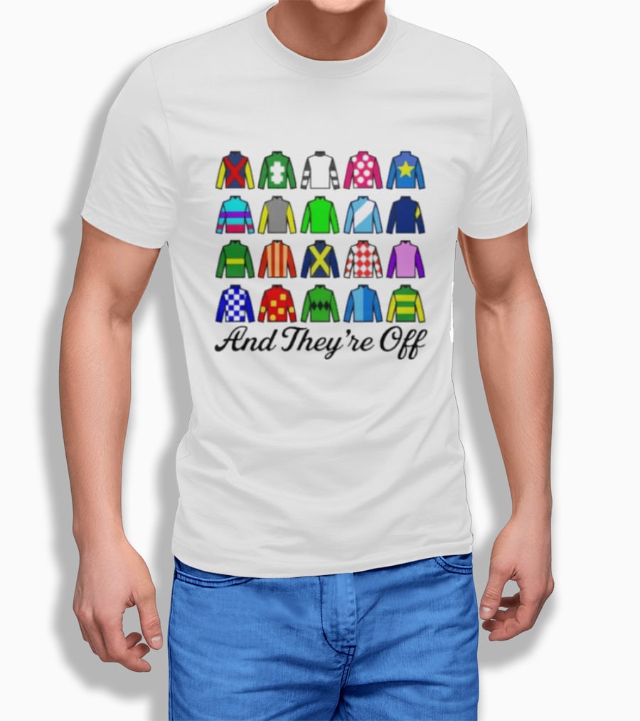 And They're Off Jockey Silks Colorful Patterns Racing T-Shirt