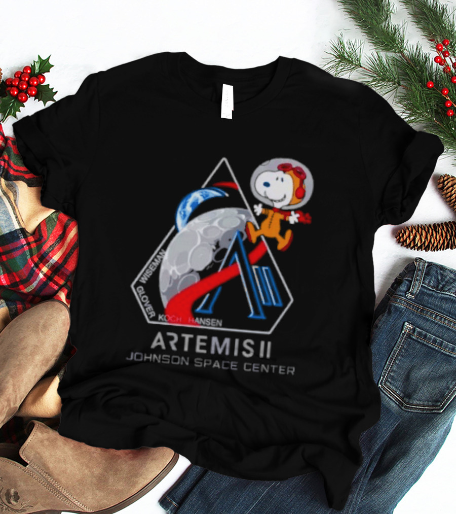 Artemis II Snoopy Johnson Space Center NASA Moon Mission T-Shirt