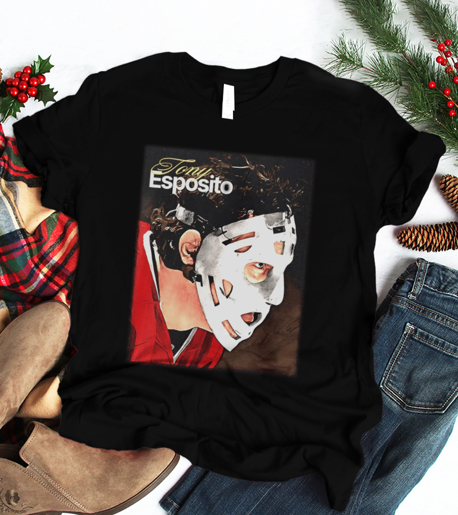 Tony Esposito Chicago Blackhawks NHL Mask Retro Hockey T-Shirt