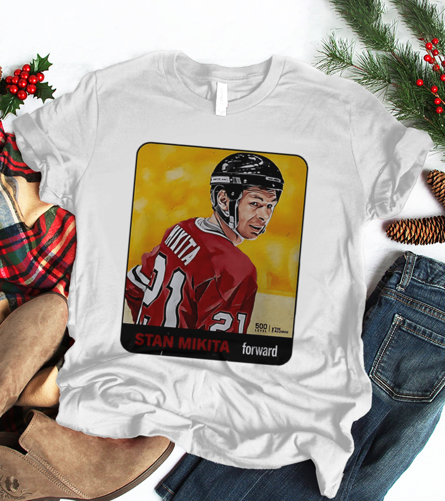 Stan Mikita Forward Chicago Blackhawks NHL Alumni Card 500 Level T-Shirt