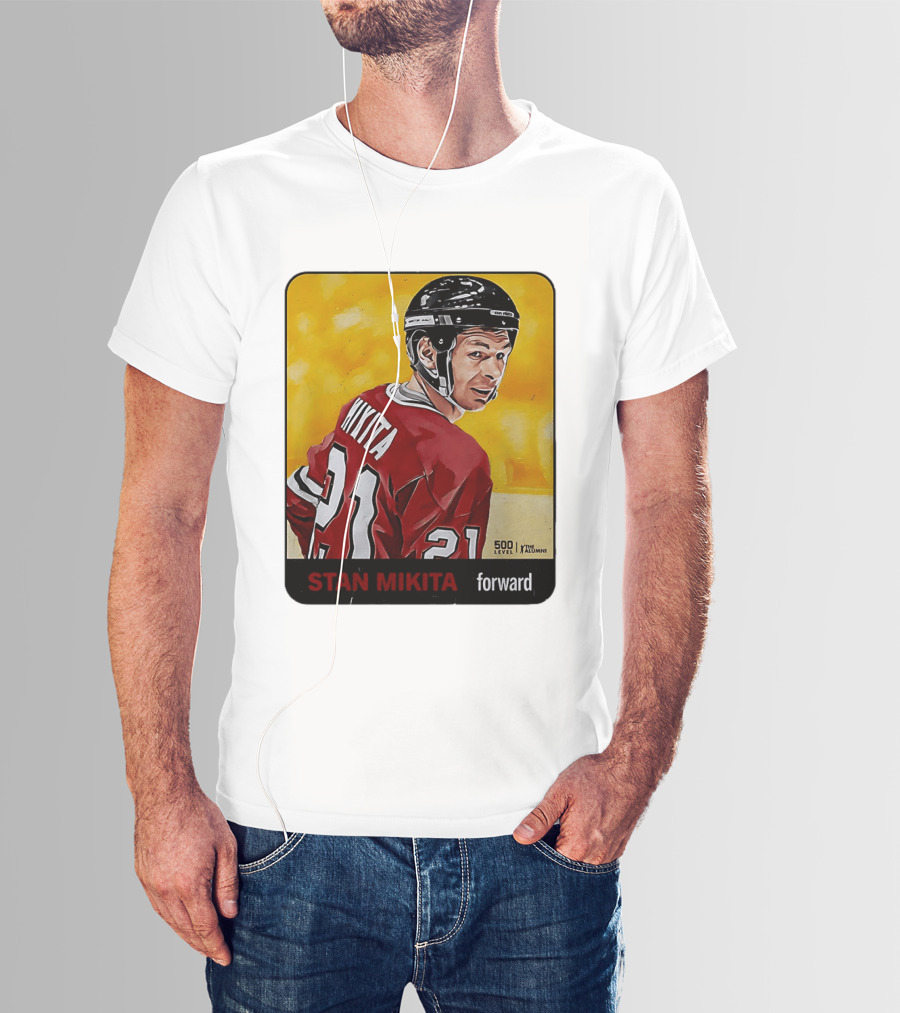 Stan Mikita Forward Chicago Blackhawks NHL Alumni Card 500 Level T-Shirt