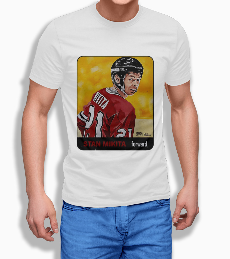 Stan Mikita Forward Chicago Blackhawks NHL Alumni Card 500 Level T-Shirt