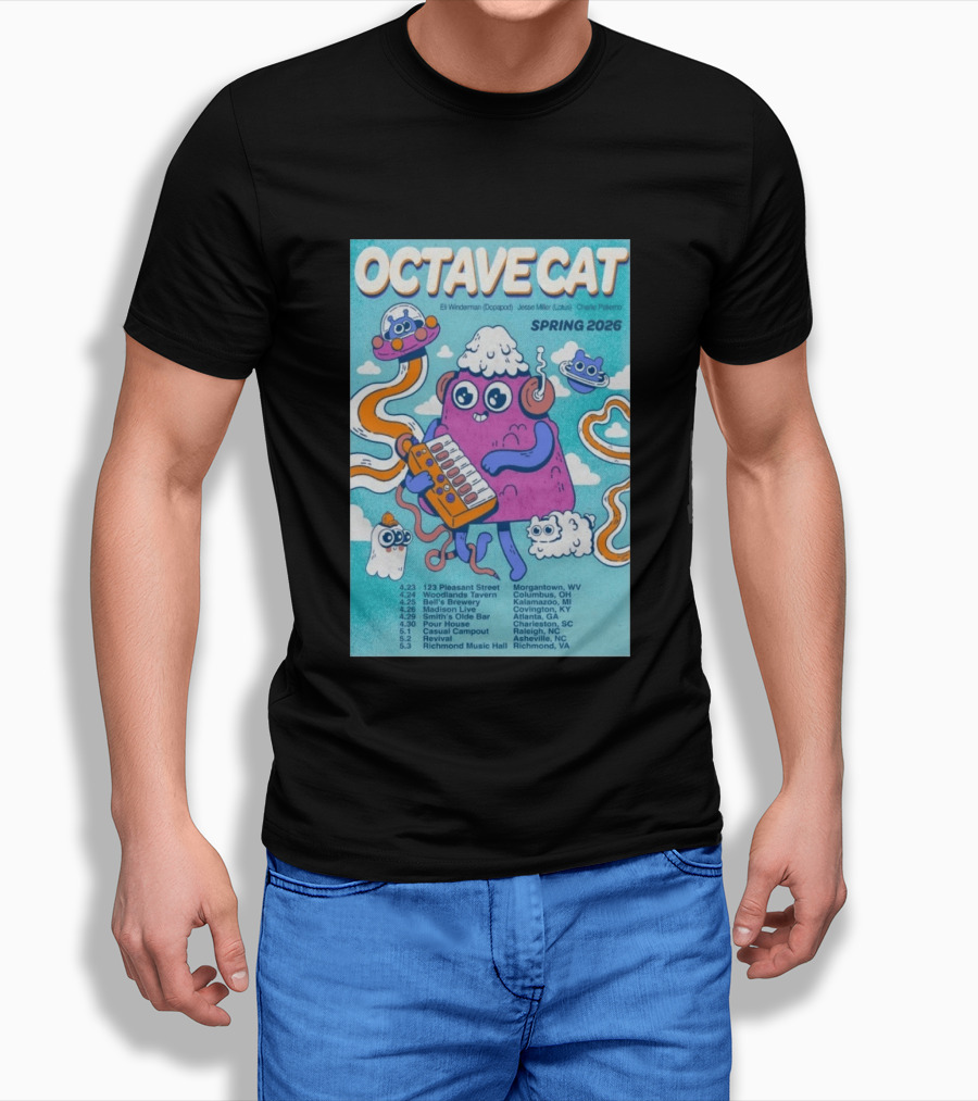 Octave Cat Tour 2026 Eli Winderman Jesse Miller Charlie Patierno T-Shirt