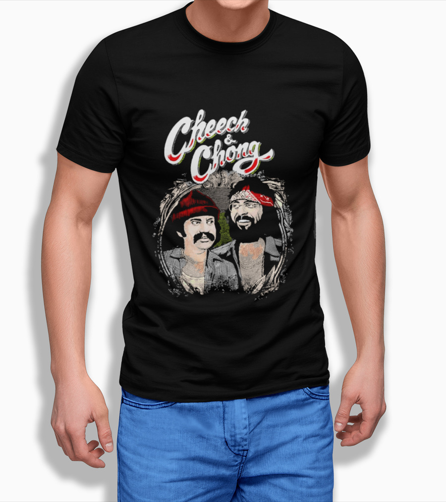 Cheech And Chong Vintage Red Bandana And Beanie Comic Duo T-Shirt