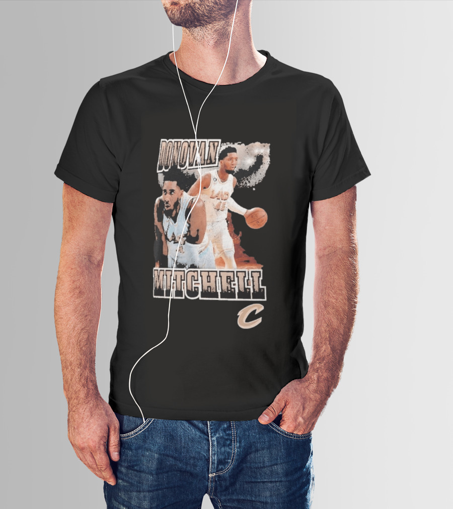 Donovan Mitchell Cleveland Cavaliers Player Portrait With Team T-Shirt