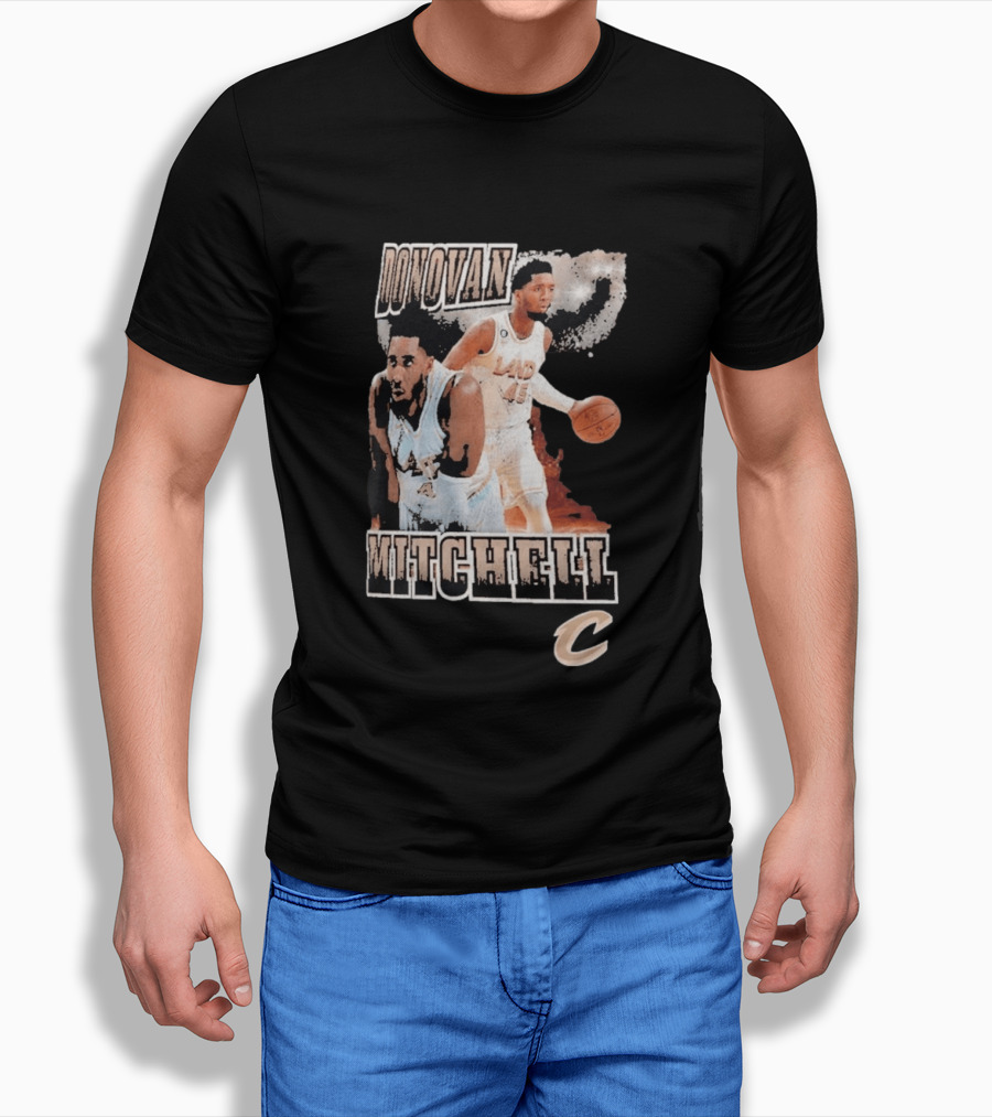 Donovan Mitchell Cleveland Cavaliers Player Portrait With Team T-Shirt