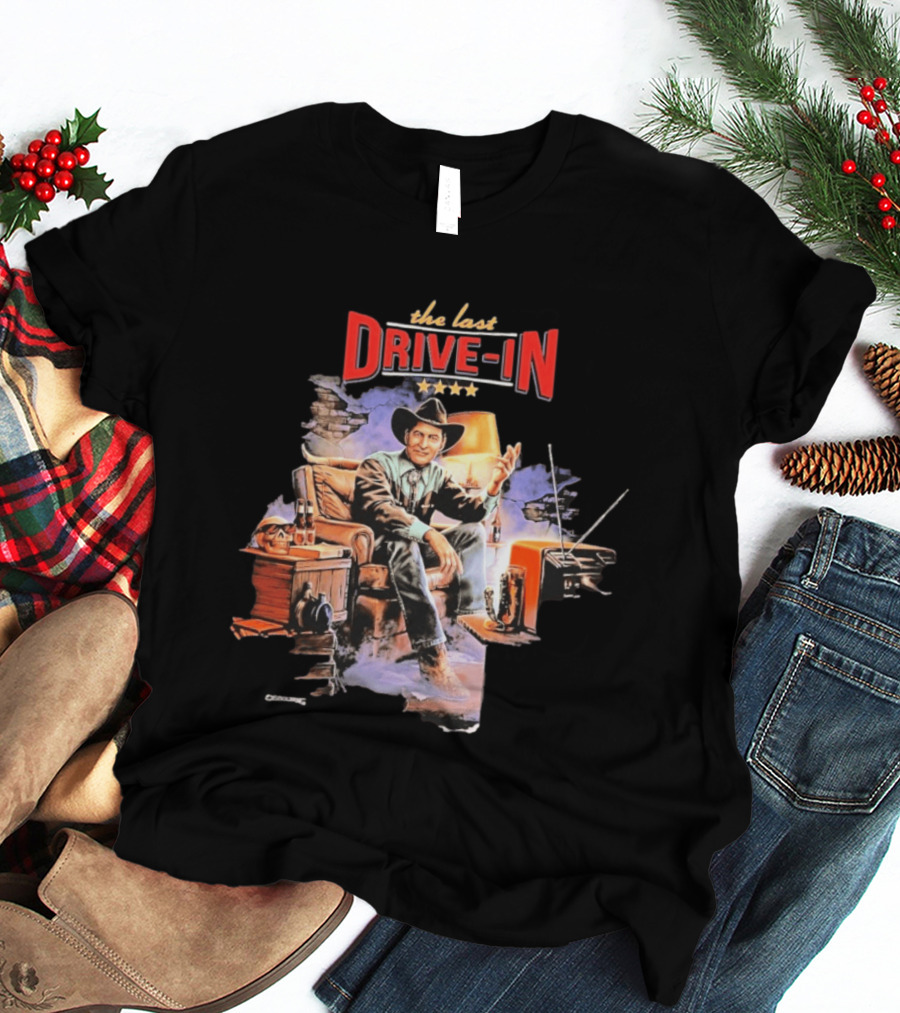 The Last Drive In Cowboy Host With Retro TV And Classic Horror Vibes T-Shirt