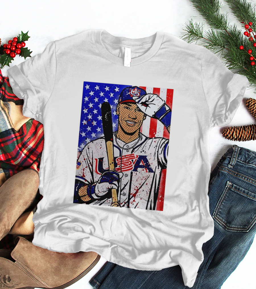 Aaron Judge USA Baseball Pop Art 2026 American Flag Stars Stripes T-Shirt