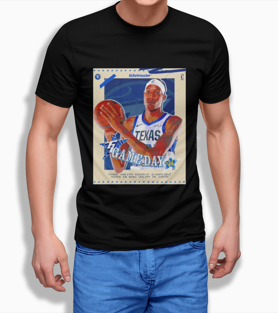 Jamarion Sharp Texas Legends Game Day March 27 Santa Cruz NBA Roku UEN APP MAVSTV T-Shirt