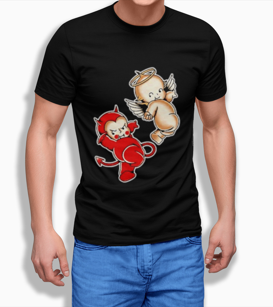 Kewpie Baby Devil Angel Cherubs Vintage Style Cute Cartoon Characters T-Shirt