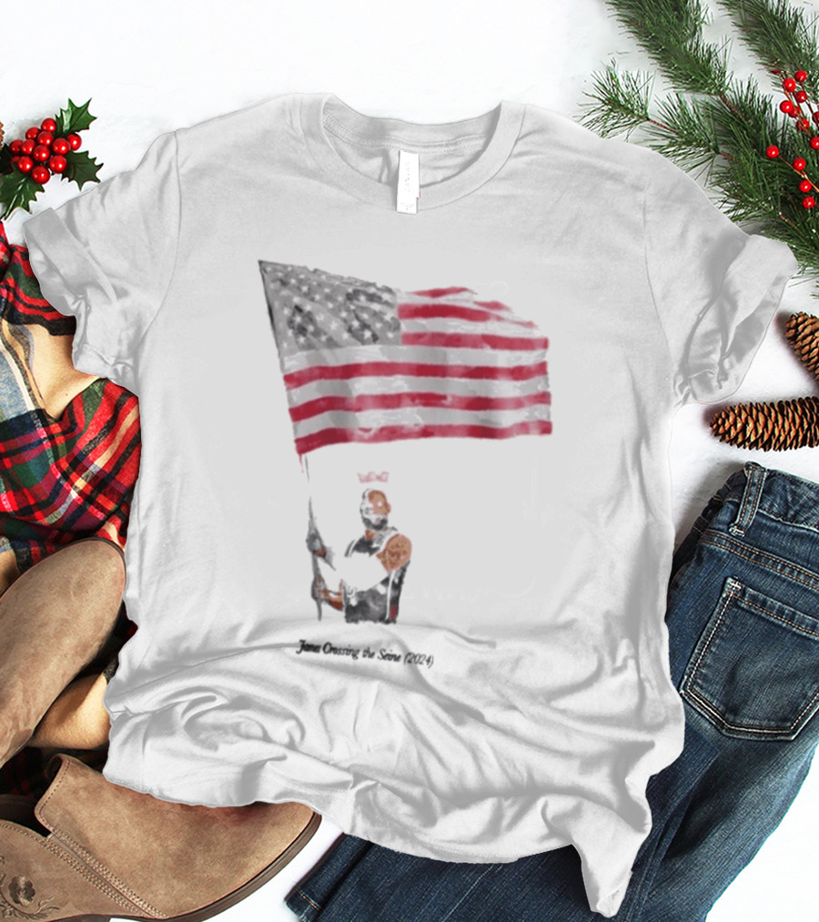 James Crossing The Seine 2024 American Flag T-Shirt