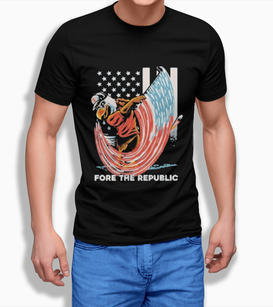 Old Row Golf American Flag Swing Fore The Republic T-Shirt