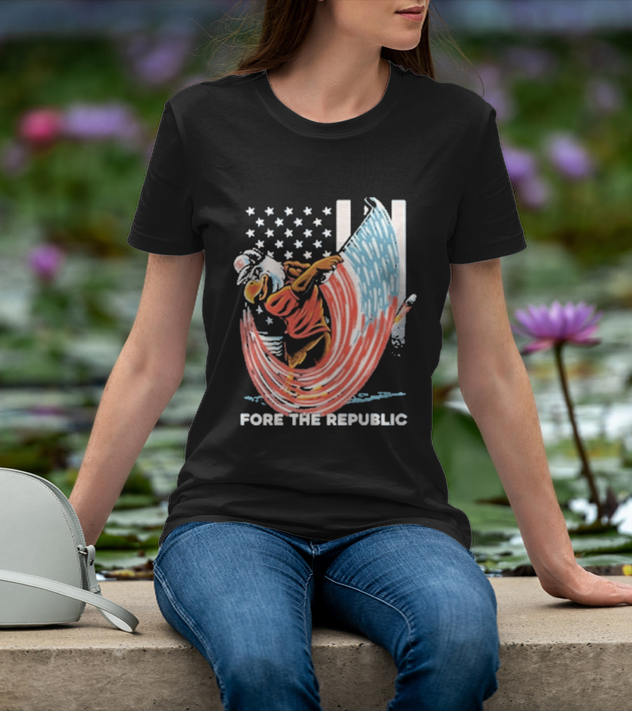 Old Row Golf American Flag Swing Fore The Republic T-Shirt