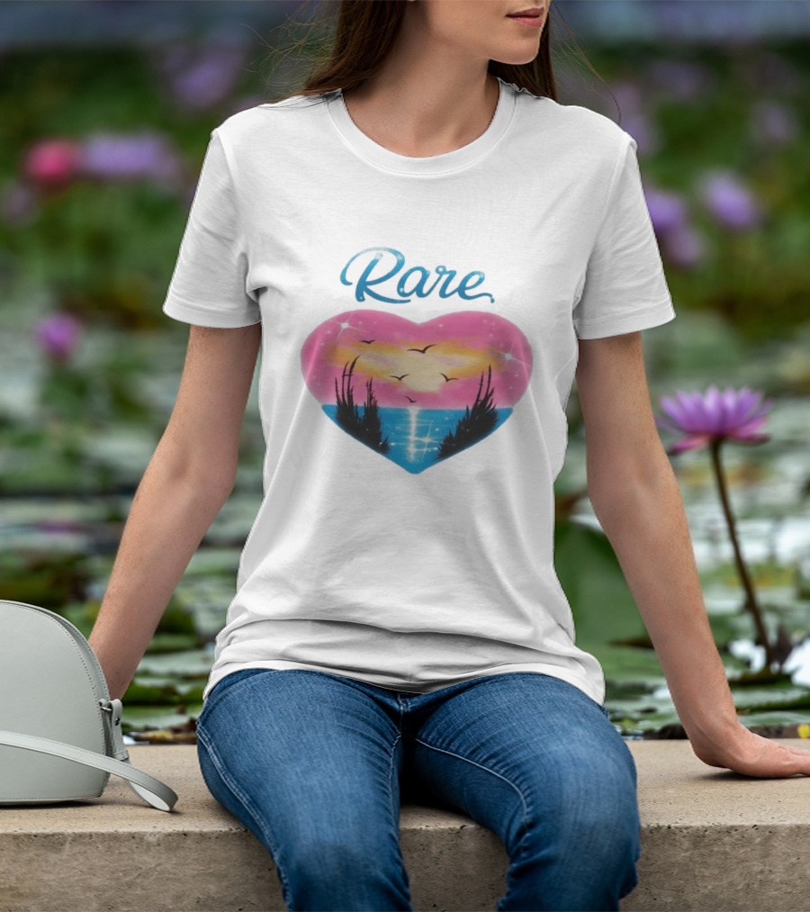 Selena Gomez Rare Heart Sunset Ocean Scene T-Shirt