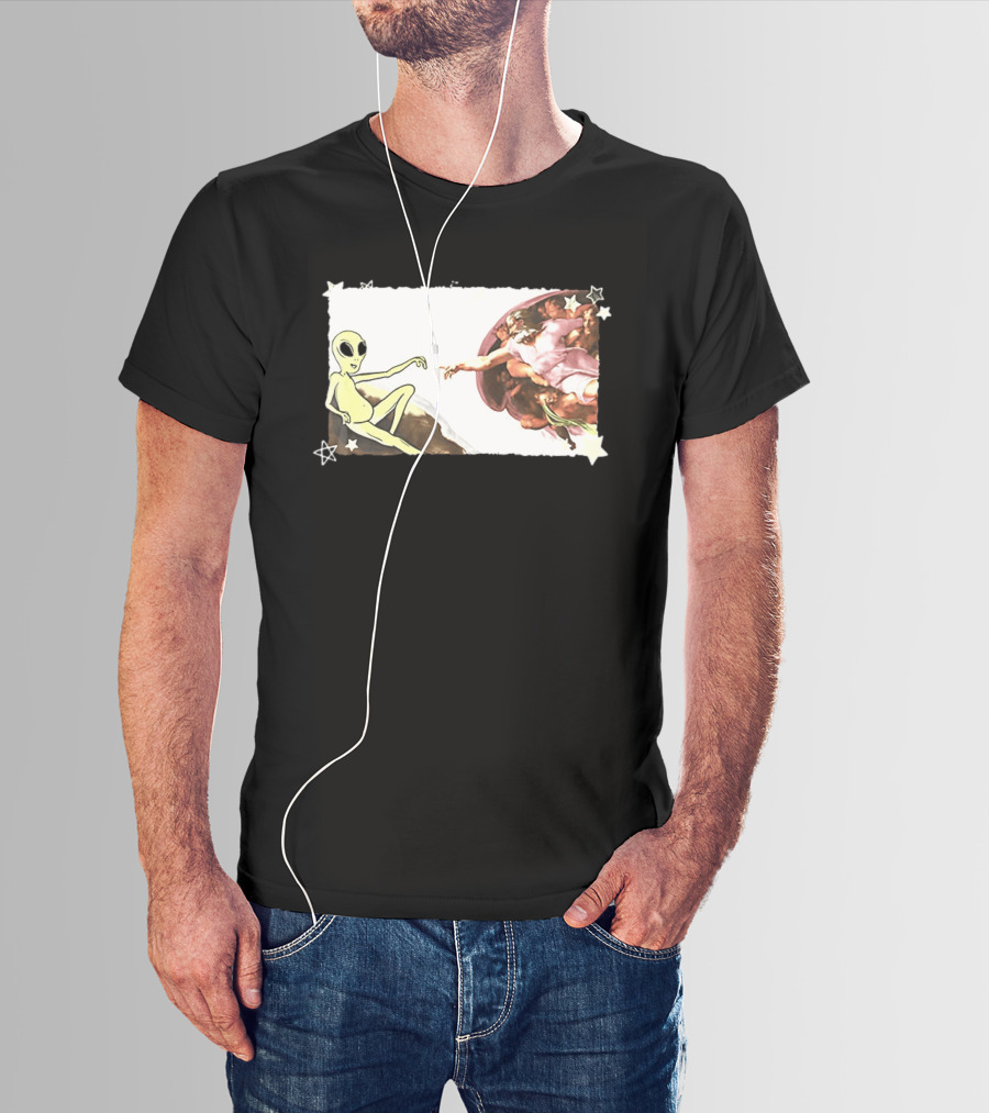 Big And Tall The Creation Of Aliens Extraterrestrial Renaissance Humor T-Shirt