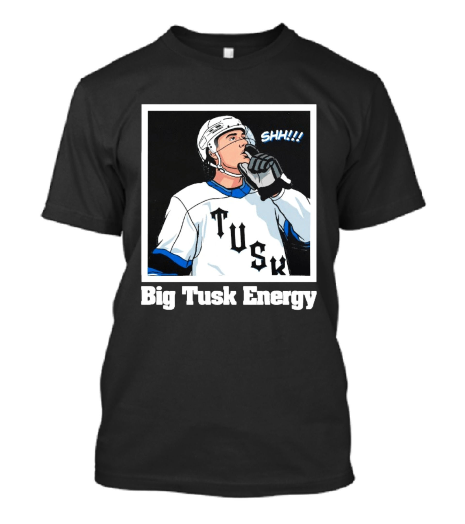 Big Tusk Energy Hockey Shhh Tusk Player White Uniform T-Shirt