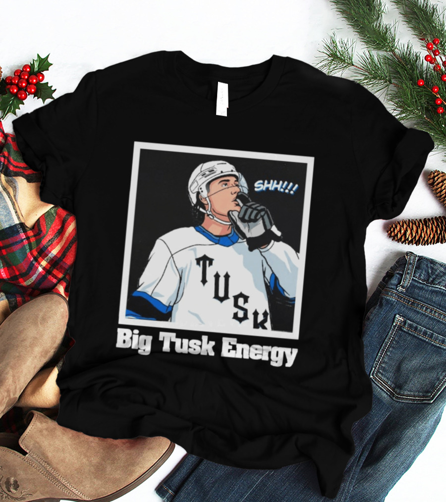 Big Tusk Energy Hockey Shhh Tusk Player White Uniform T-Shirt