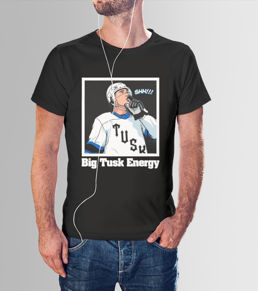 Big Tusk Energy Hockey Shhh Tusk Player White Uniform T-Shirt