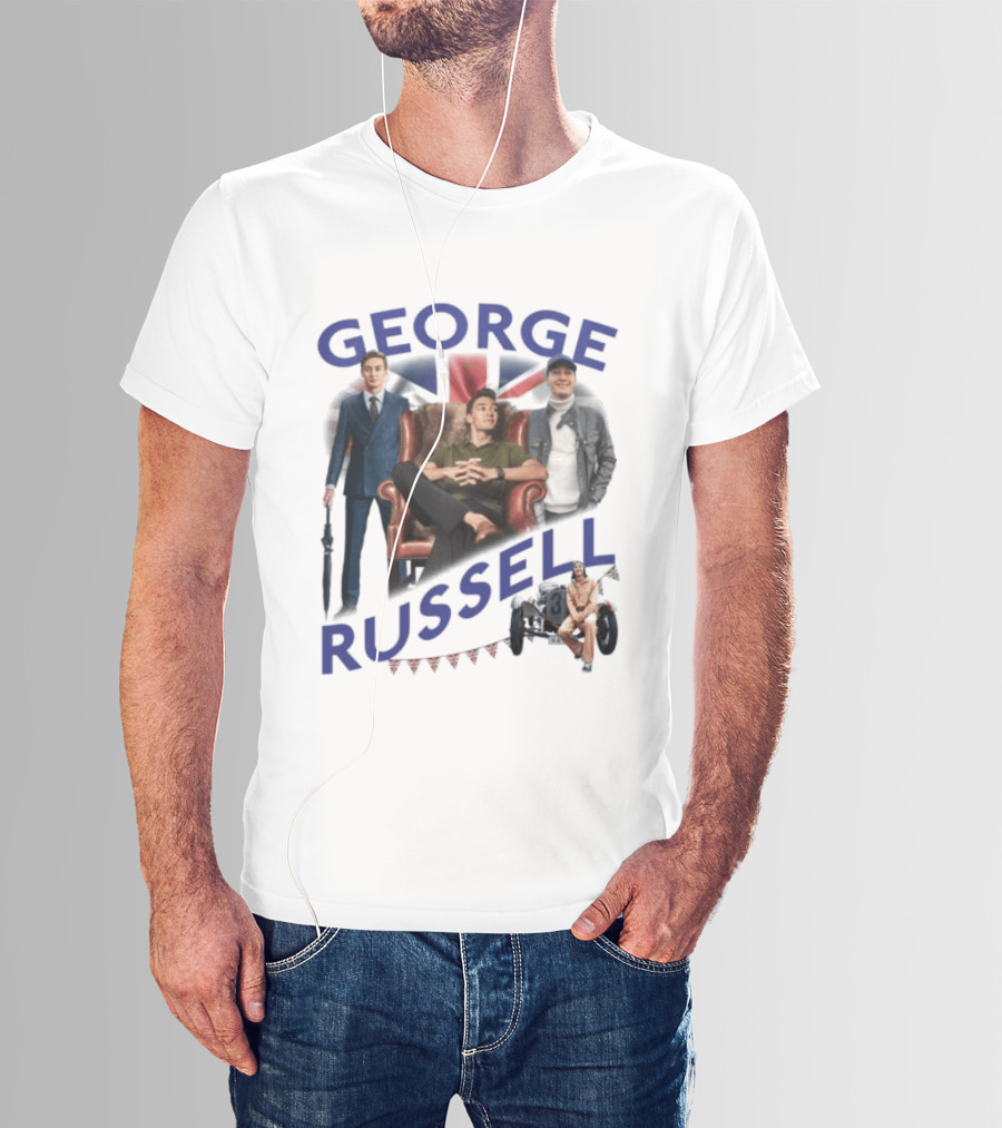 George Russell Formula 1 Driver Fashion And Lifestyle Collage T-Shirt