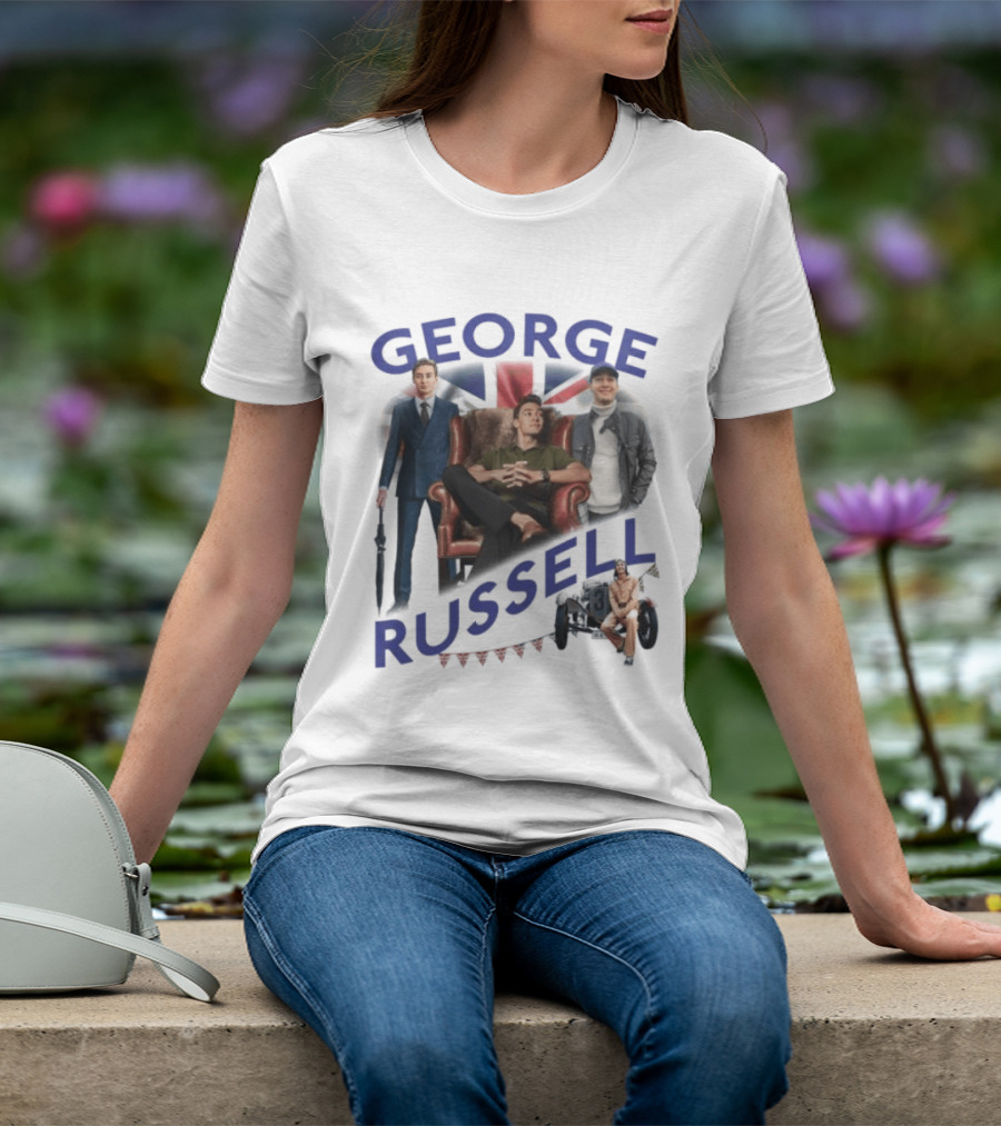 George Russell Formula 1 Driver Fashion And Lifestyle Collage T-Shirt