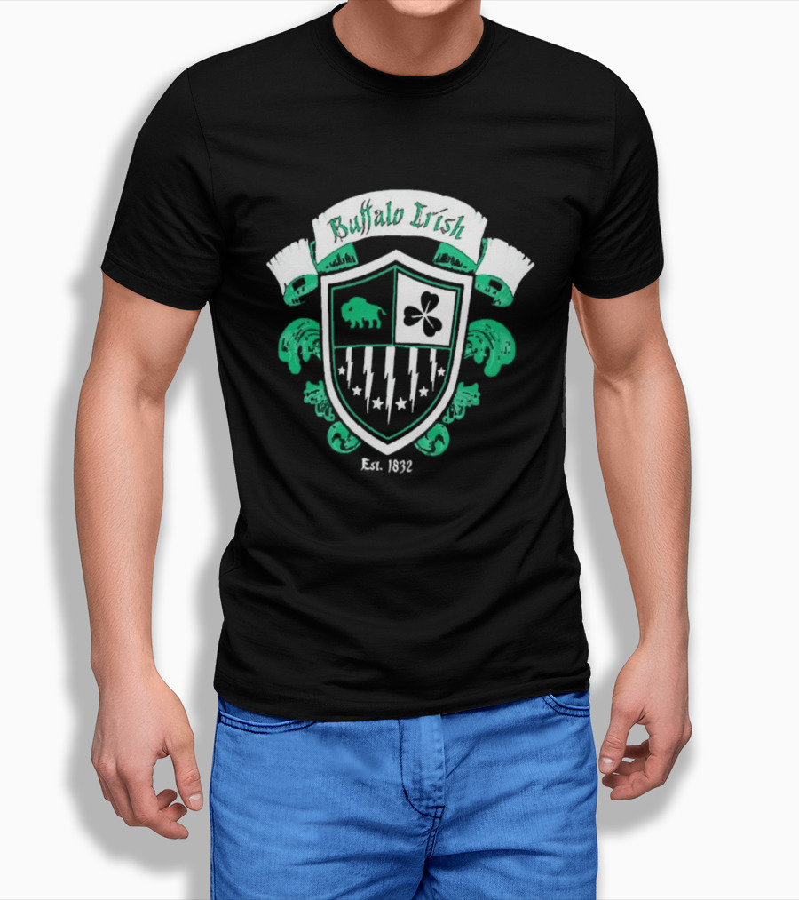Buffalo Irish Est 1832 Shamrock and Stars St Patrick's Day Free Shipping T-Shirt