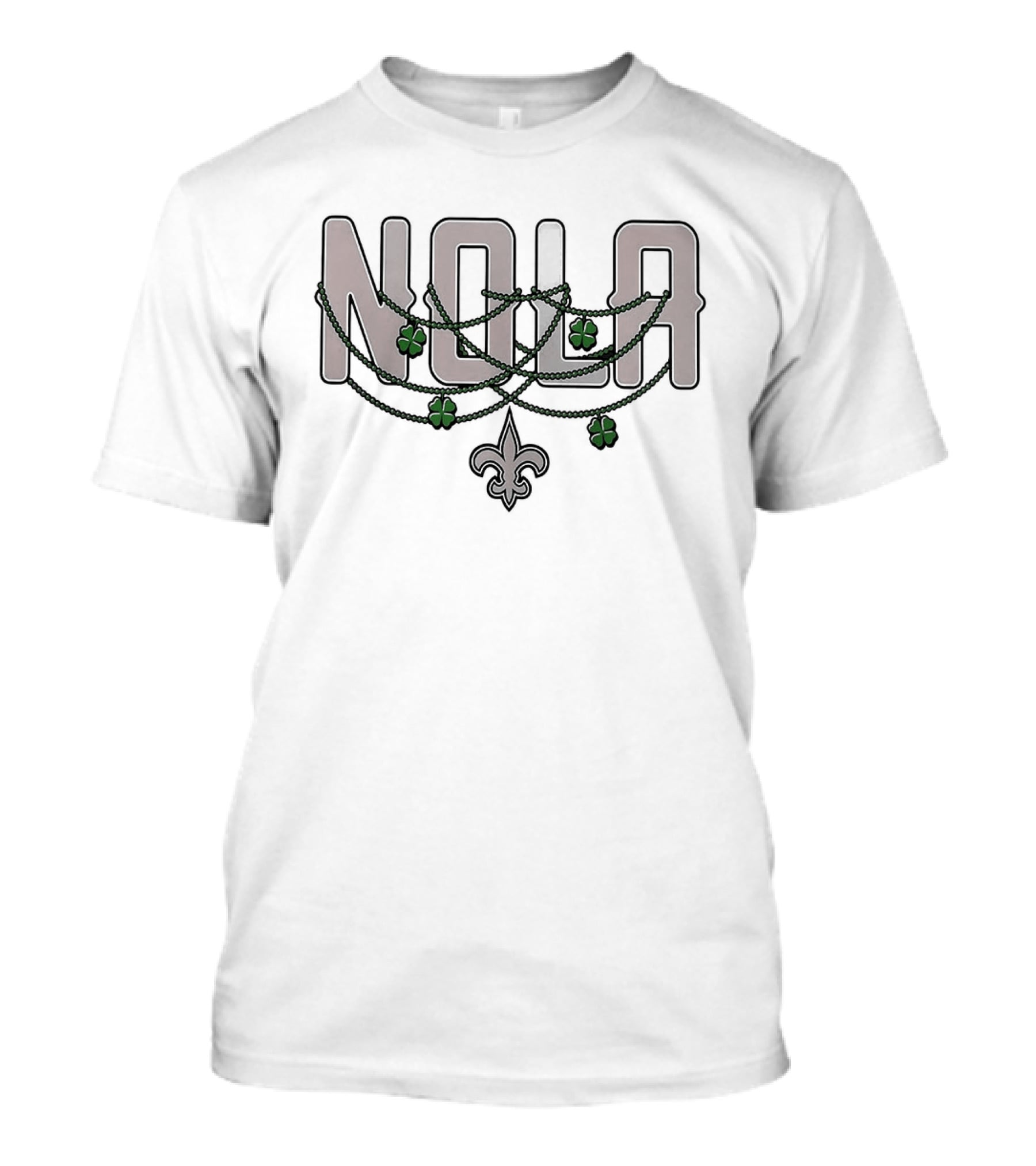 New Orleans Saints NOLA St. Patrick's Day Shamrock Fleur De Lis T-Shirt