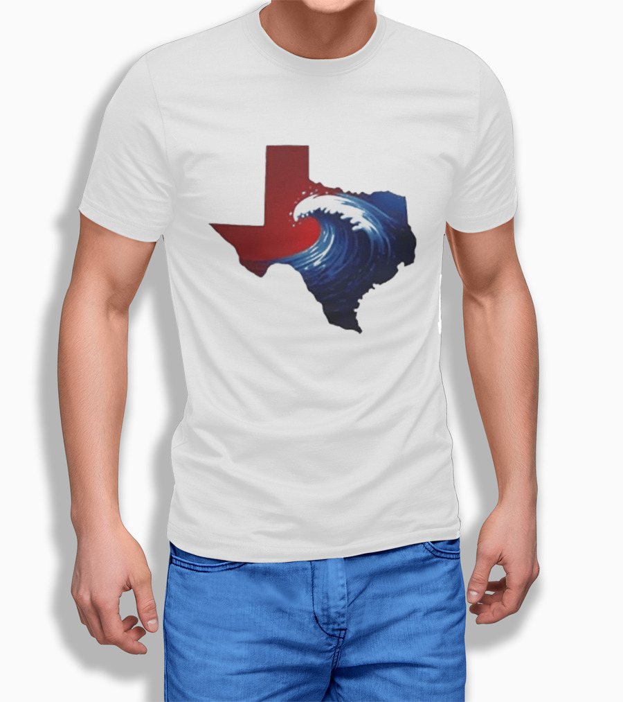 Texas Blue Wave Democrat Red State Map Wave Banner T-Shirt