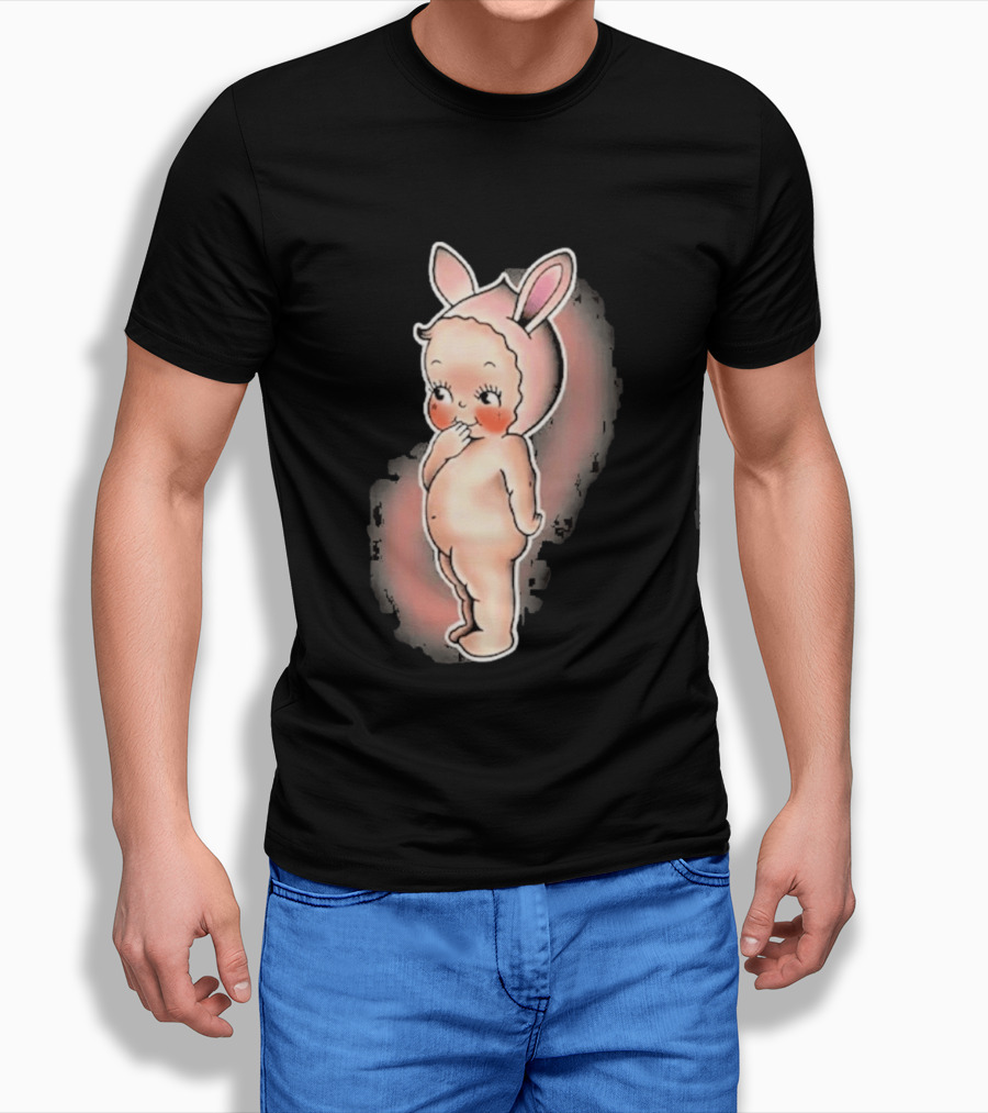 Kewpie Baby Bunny Rabbit Vintage Illustration Cute Pastel Pink Ears T-Shirt