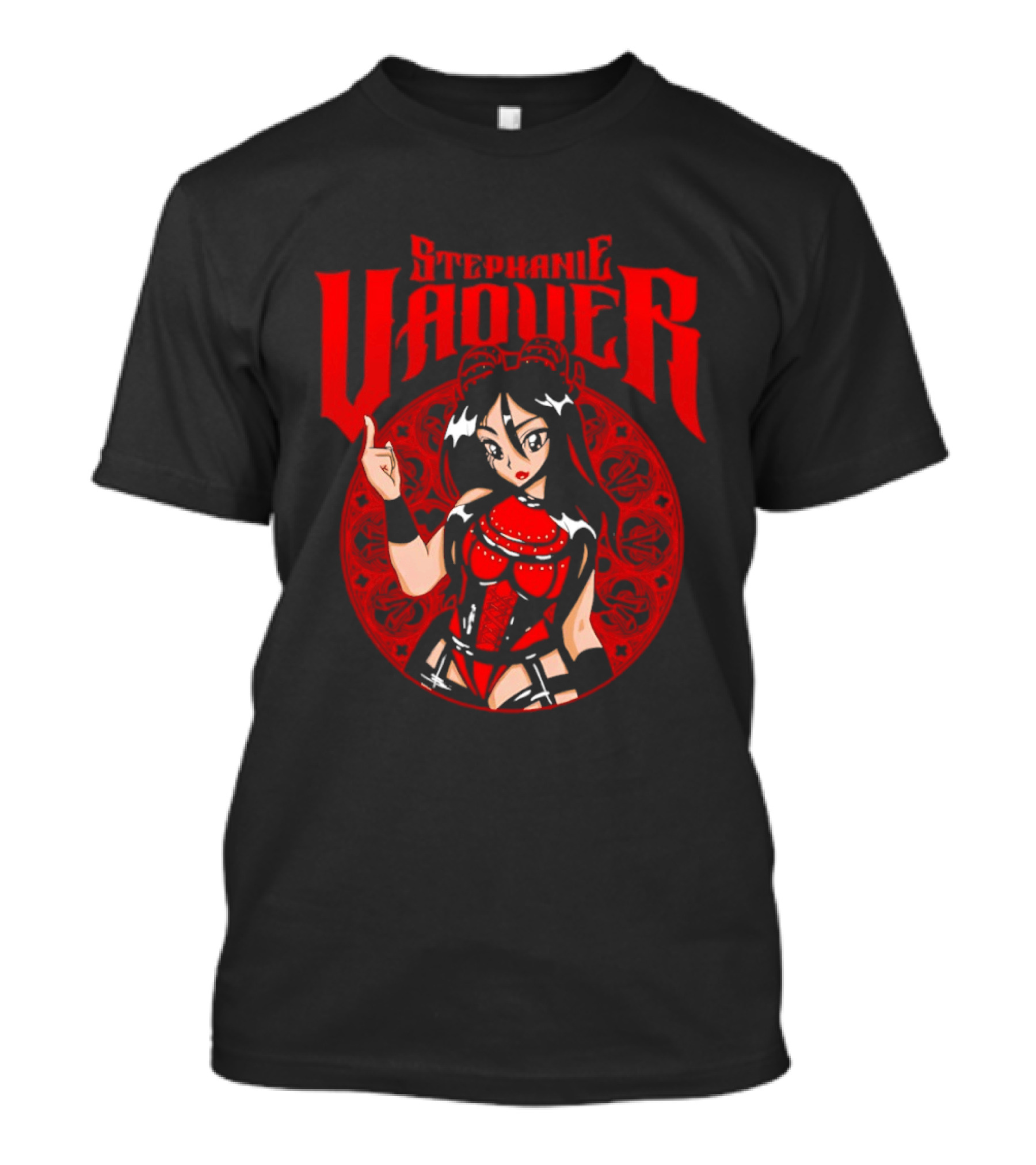 Stephanie Vaquer WWE Anime Style Character Art Red Lettering T-Shirt