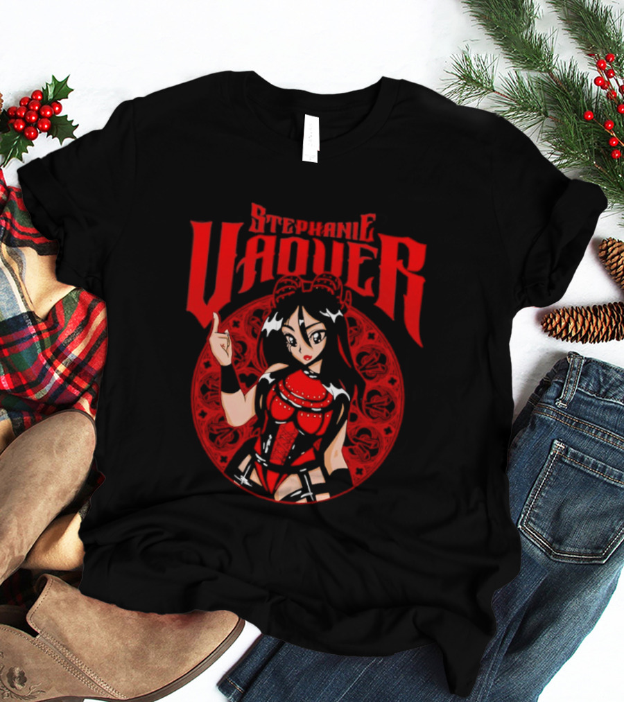 Stephanie Vaquer WWE Anime Style Character Art Red Lettering T-Shirt