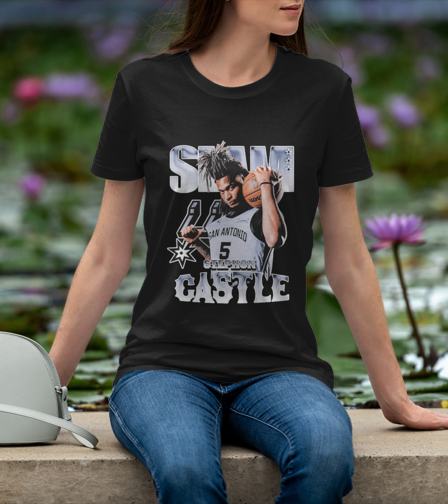 San Antonio Spurs Stephon Castle Slam Basketball T-Shirt