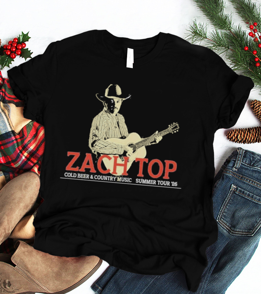 Zach Top Cold Beer Country Music Summer Tour 2026 Cowboy Guitar T-Shirt