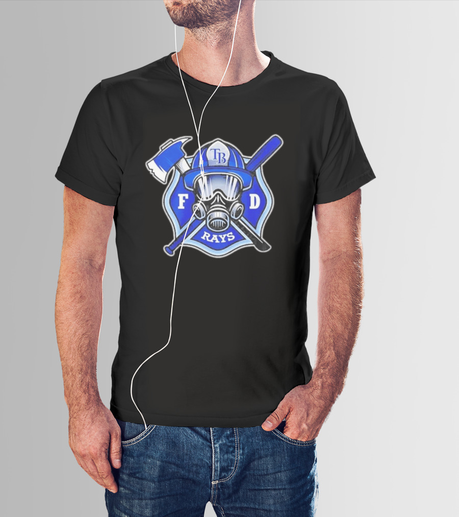 Tampa Bay Rays Firefighter Pride 2026 FD Shield Helmet Axe Bat Gas Mask T-Shirt