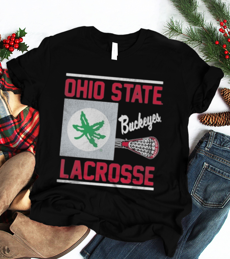 Ohio State Buckeyes Lacrosse Team Stick With Green Leaf T-Shirt