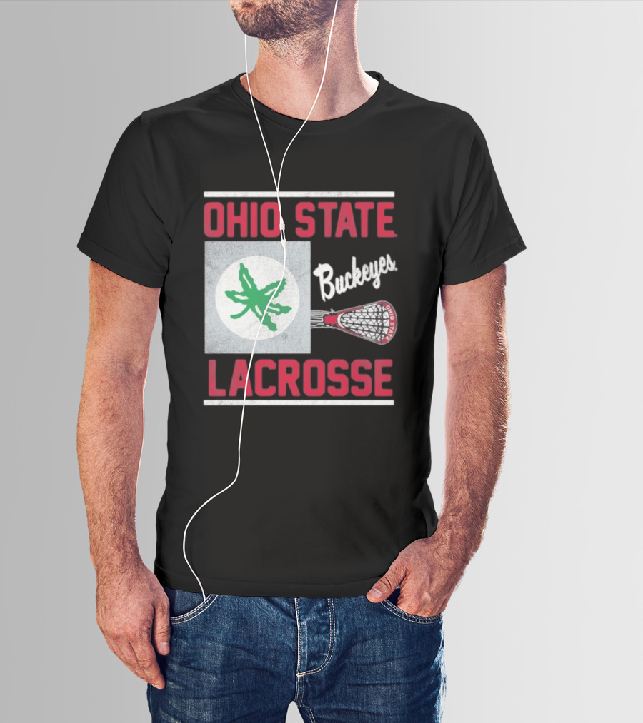 Ohio State Buckeyes Lacrosse Team Stick With Green Leaf T-Shirt