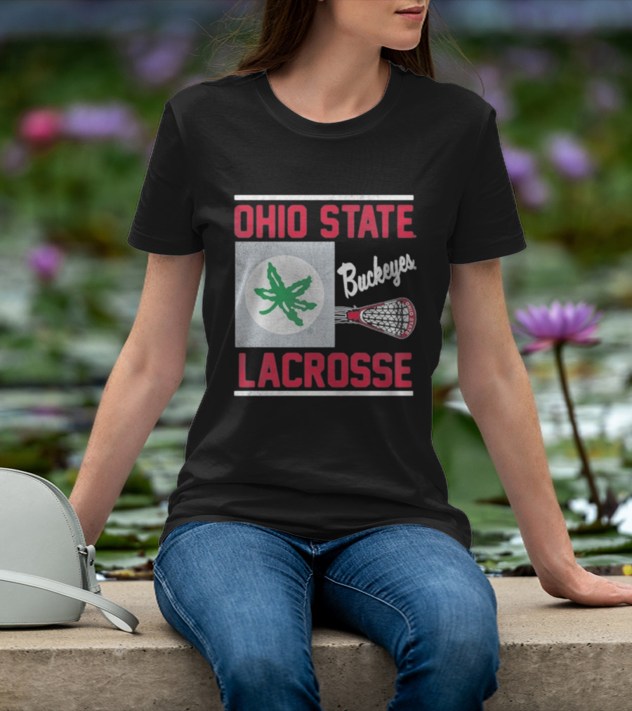 Ohio State Buckeyes Lacrosse Team Stick With Green Leaf T-Shirt