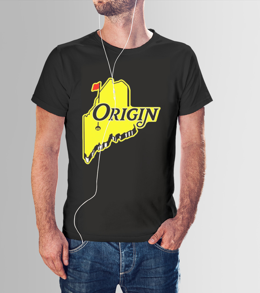 Origin USA Masters Golf Yellow Maine Flag Map T-Shirt