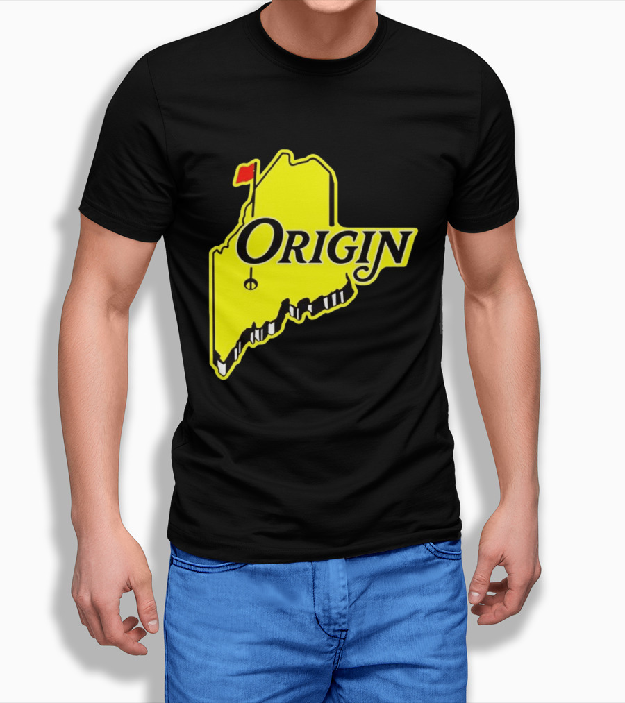 Origin USA Masters Golf Yellow Maine Flag Map T-Shirt