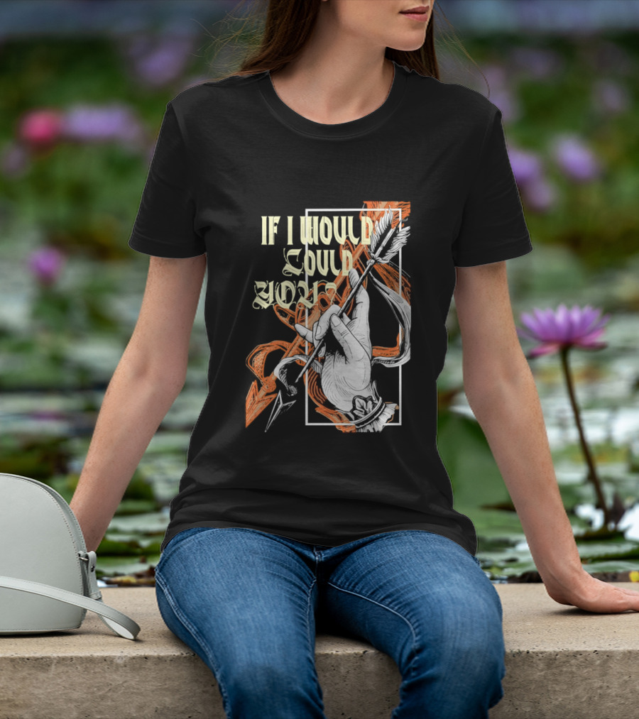 If I Would Could You Retro Hand Drawn Arrow Motif T-Shirt